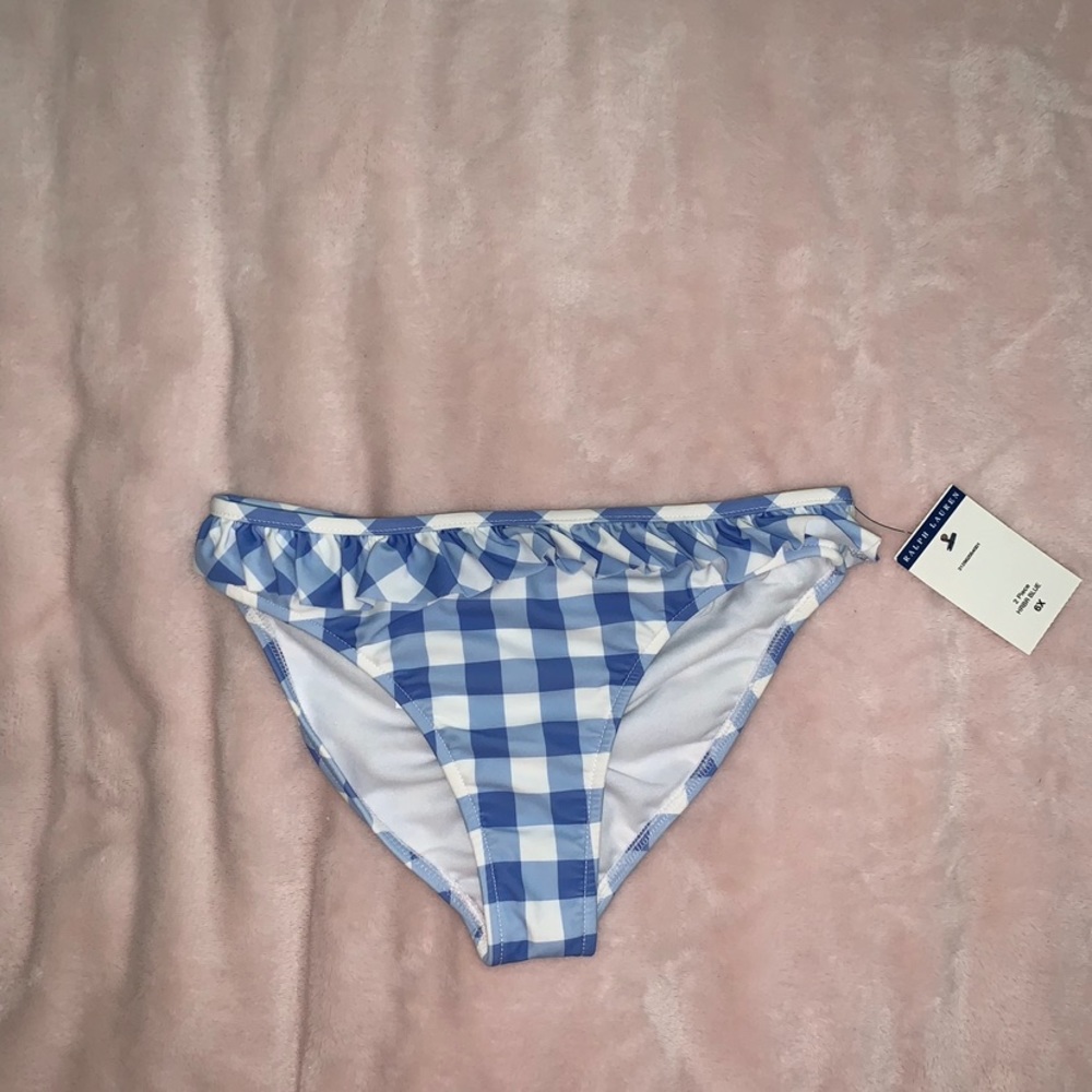 Polo Ralph lauren blue and white plaid bikini bottoms age 6X new